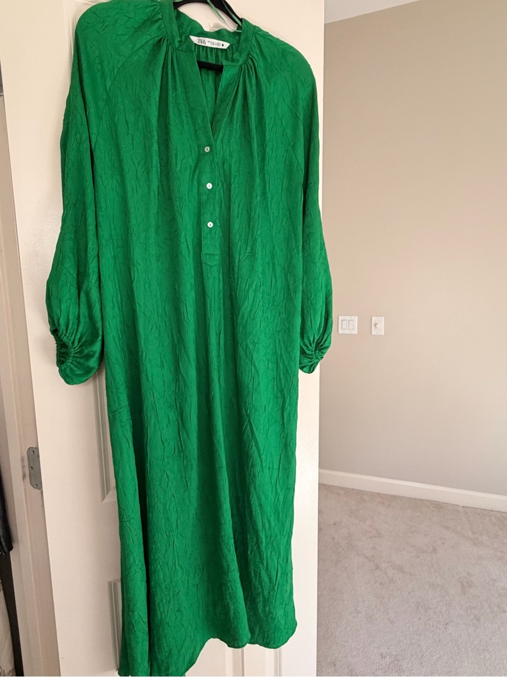Zara Emerald Green Maxi Dress with Button Placket